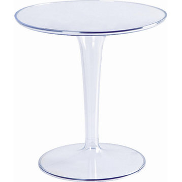 Benzara BM288113 Modern Side Accent Table, Clear Round Tabletop & Tapered Base