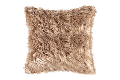 Belton Faux Fur Pillow - Tan 18x18