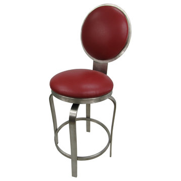 529 Stainless Steel Counter 26" 30" Bar Stool, Fire Red, 26"