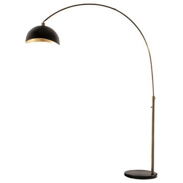 Luna Bella Arc Floor Lamp - 92", Weathered Brass, Dimmer Switch, marble base