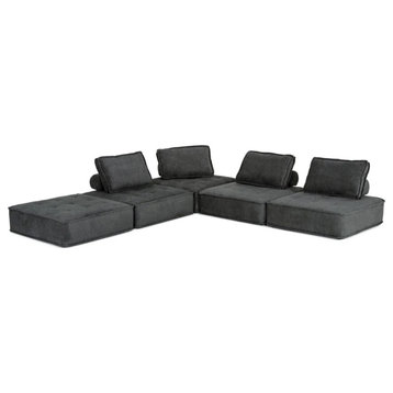 Holder Modern Dark Gray Fabric Modular Sectional Sofa