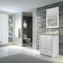 25 inch Single Sink Bathroom Vanity Set in White Finish - Bathroom Vanities And Sink Consoles