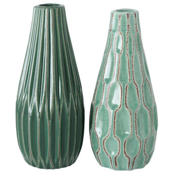 Geometric Green Vases