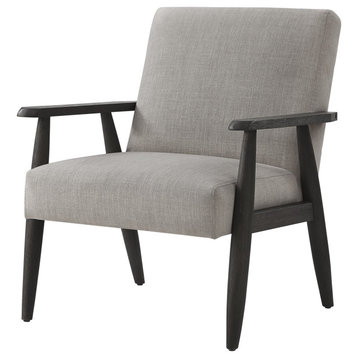 Rustic Manor Gian Armchair Upholstered, Gray and Black Linen