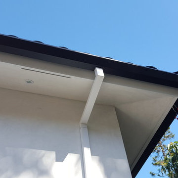 Huntington Beach California, White Fascia Wrap, Black 6 inch Angle Face Gutters