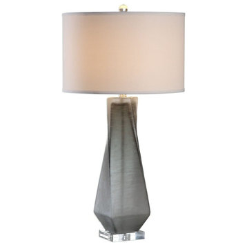 Anatoli 30.75" Charcoal Gray Glass Table Lamp in Brushed Nickel