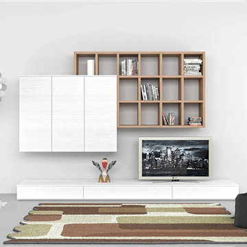 Bianco modern wall mounted TV media unit by Mobilstella