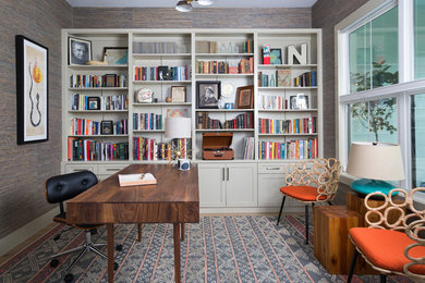 Study room - transitional freestanding desk study room idea in Austin