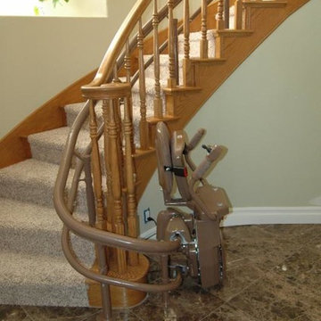 Curved Stair Lift Parked 704-281-7646
