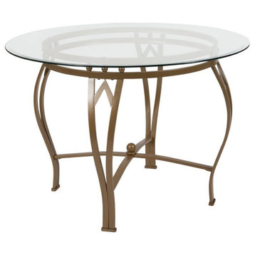 Flash Furniture 42" Round Glass Top Dining Table in Clear Matte Gold