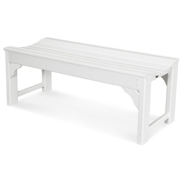 Polywood Traditional Garden 48" Backless Bench, White