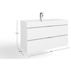 Boutique Bath Vanity, High Gloss White, 40", Single Sink, Wall Mount