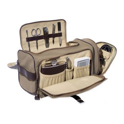 Brown Leather and Suede Tote Bag with 5 Piece Manicure Set - Products
