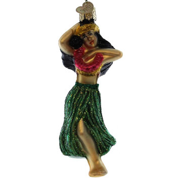 Old World Christmas Hula Dancer Glass Hawaii Folk Dance Ornament 10194