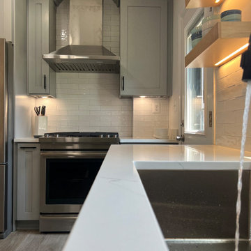 Modern Kitchen Remodeling in D.C with Grey cabinets and Quartz Countertop