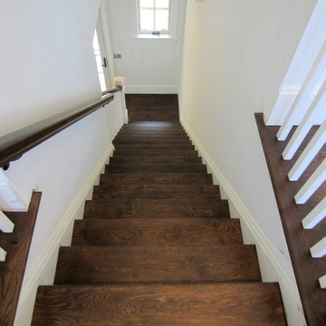 AMAGANSETT: 10" COUNTRY GRADE WHITE OAK INSTALLED, FINISHED W EBONY/ESPRESSO MIX