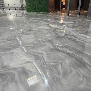 Silver and White Metallic Epoxy Floor