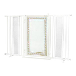 Fusion Gates - Fusion Gate with Greek Key Design, White Pearl, 60"-65" - Dog Gates