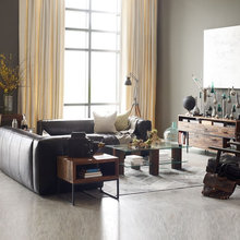 Black leather sofa