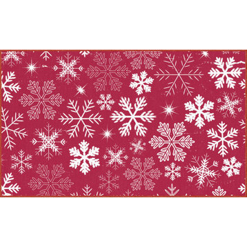 Mohawk Home Snowflakes Red 1' 6" x 2' 6" Kitchen Mat