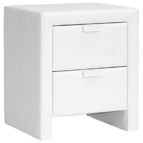 Baxton Studio Frey Upholstered Modern Nightstand, White