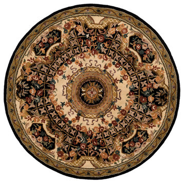 Safavieh Classic Collection CL304 Rug, Black/Gold, 8' Round