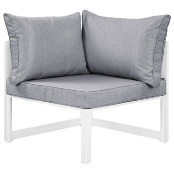 Fortuna Corner Outdoor Aluminum Sectional Sofa, White Gray
