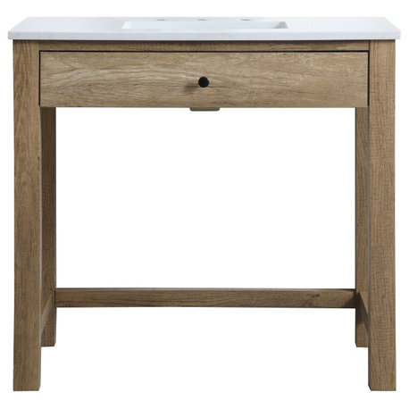 36" ADA Compliant Bathroom Vanity, Natural Oak