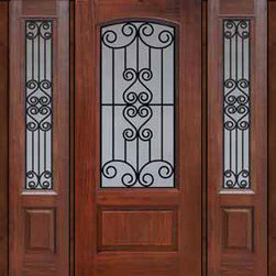 Prehung Sidelights Door 80 Fiberglass Verona Arch Lite GBG Glass - Front Doors