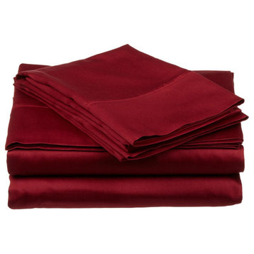 700 Thread Count Egyptian Cotton Bed Sheet Set, Burgundy, King