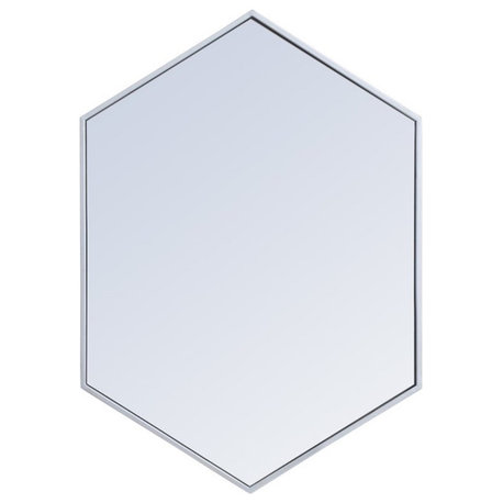 Pemberly Row 34" x 24" Hexagonal Metal Frame Mirror in Silver