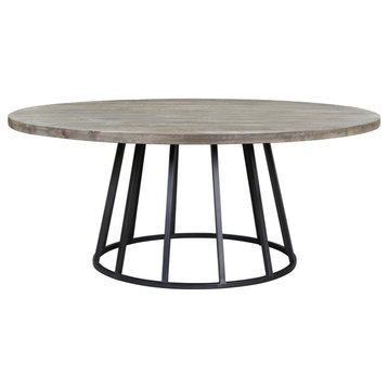 The Zale Dining Table, 72", Storm Gray, Industrial, Round