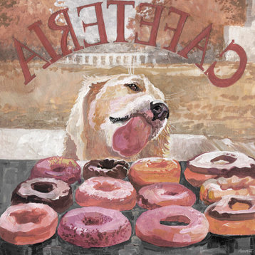"Apollo Likes Donuts" Painting Print on Wrapped Canvas, 24x24