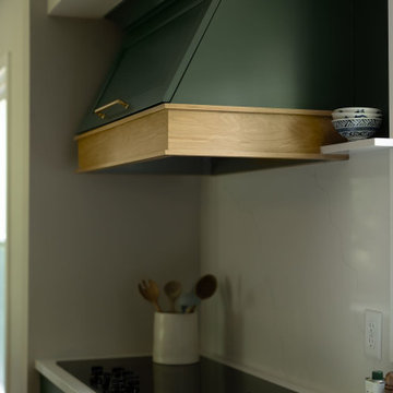 Green Cabinets, White Oak, White Quartz: A Kitchen Remodel in Minneapolis
