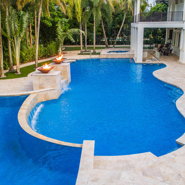 Infinity Edge Freeform Backyard Resort-Style Pool in Parkland Florida