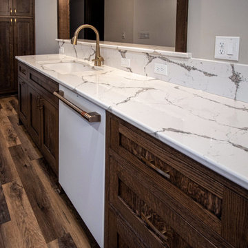 New Cambria Queensbury Countertops, Gloss Tile Backsplash and LVT Flooring
