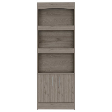 Durango 70-inch Tall Bookcase with 3 Shelves and 2-Door Cabinet, Light Grey