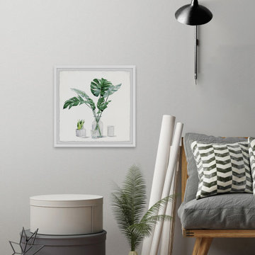 "Monstera Leaf in Glass" Framed Painting Print