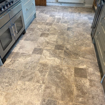 Dirty Silver Travertine Kitchen floor in Spencer’s Wood, Reading