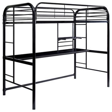 Furniture of America Kandice Metal Twin over Workstation Bunk Bed in Black