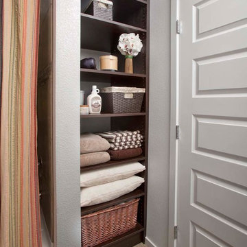 Bathroom Linen Closet with Open Shelving
