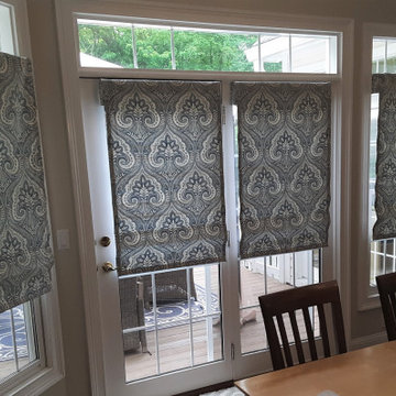 Flat Roman Shades for bay area on Atrium doors