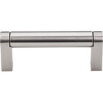 Top Knobs - Pennington Bar Pull 3" (c-c) - Brushed Satin Nickel - Length - 3 3/8", Width - 1/2", Projection - 1 3/8", Center to Center - 3", Base Diameter - W 1/2" x L 3/8"