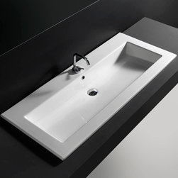 Drop 121 Drop-in Bathroom Sink in Ceramic White 47.2" x 20.1" - Bathroom Sinks