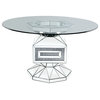Noralie Dining Table, Clear Glass, Mirrored and Faux Diamonds