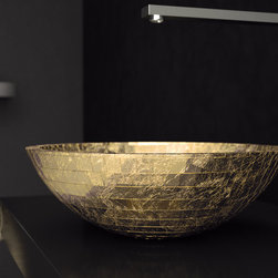 Italian Contemporary Gold Leaf Bathroom Vessel Sink - Bathroom Sinks