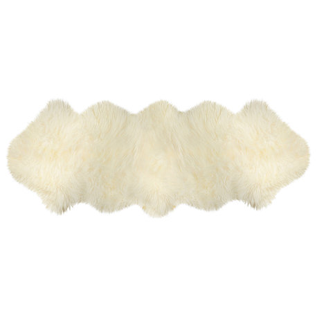 Milan Shearling Double Sheepskin Rug 2' X 6', Ivory