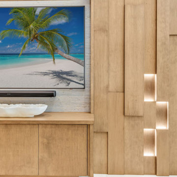 Custom three dimensional European oak feature wall