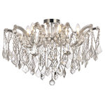 Elegant Furniture & Lighting - Maria Theresa 6-Light Chrome Flush Mount, Crystal: Royal Cut - A heavenly high point to your home, Maria Theresa collection flush mount fixtures are ablaze with resplendent crystals. Copious strands of sparkling clear crystals dangle from elaborate tiers of glass-coated steel arms. An imperial favorite for the stairwell, dining room, or living room.