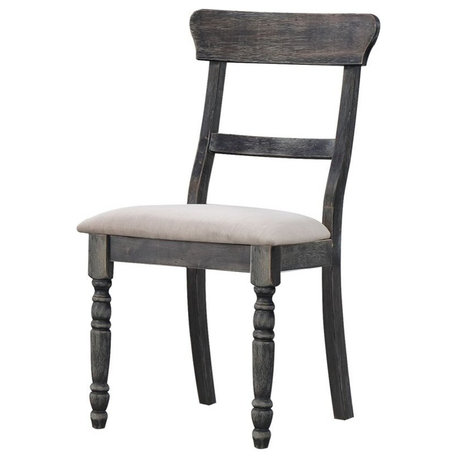 ACME Wallace 2 Pieces Dining Side Chair in Light Brown and Weathered Gray